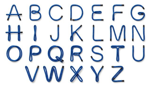 A full alphabet from a to z is presented in a charming handwritten style using a dark blue ink color on a clean white paper