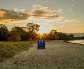  Photo of a favorite relaxation spot at sunset on the Baltic Sea beach. © Rolf