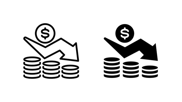 Asset Depreciation Icons, Dual Style Icon Set
