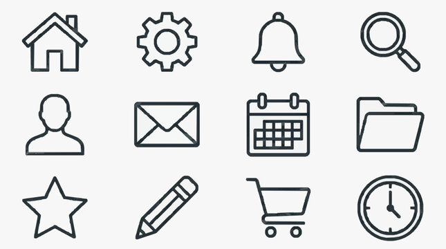Professional icon set for web and app design featuring essential functions