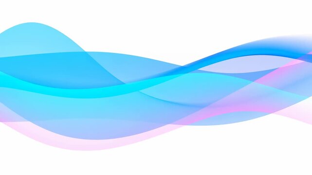 Abstract translucent waves undulate across a clean white field. Website hero design, technology branding, and corporate motion graphics.