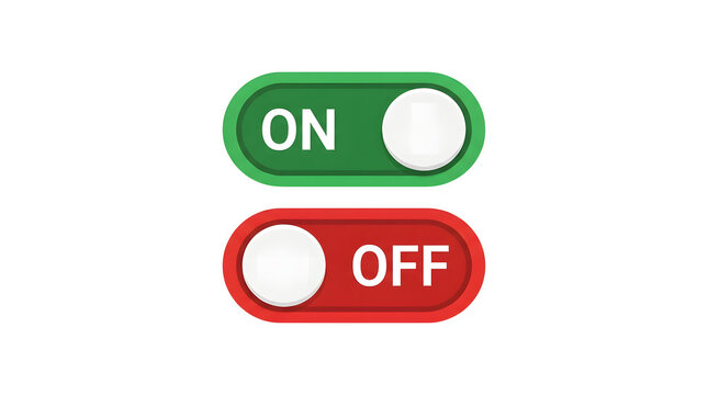 3D rendered illustration of two pill-shaped toggle switches stacked vertically isolated on a white background