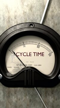 Cycle time meter showing low levels of cycle time. Minimum and decreasing cycle time value, below the norm. Lack of cycle time. None of it, insufficient.