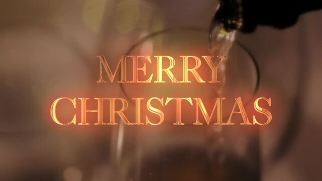 揺れるキャンドルライトの丸ボケと鏡面に反射するクリスマスロゴの映像