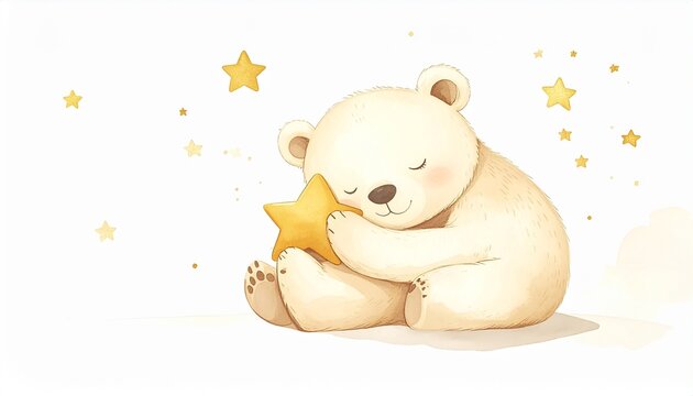 かわいいくまと星の北欧シンプル壁掛け絵画