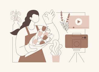 Naklejka premium Promote flower business isolated cartoon vector illustrations.