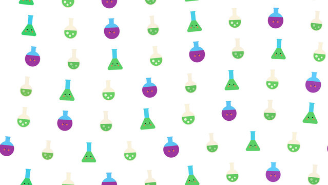 Cute cartoon laboratory flasks pattern
