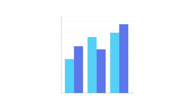 Stock marker position comparison bar clustered infographic element animation. Business plan. Animated chart graph. Dynamic data visualization on white background. HD video, motion graphics