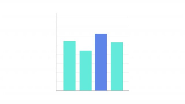 Sales result comparison vertical histogram infographic element animation. Products analyzing. Animated chart graph. Dynamic data visualization on white background. HD video, motion graphics