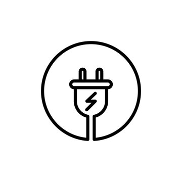 Electric plug icon flat outline in black