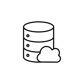 Cloud database icon flat outline in black