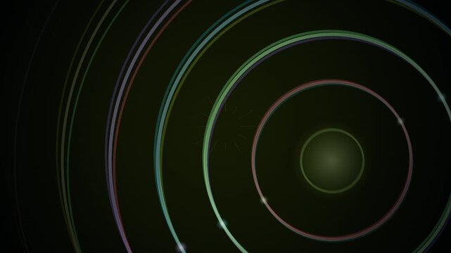 Concentric rainbow rings form a continuous looping background pattern