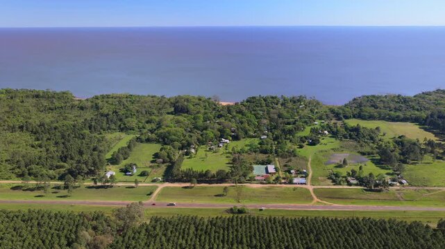Overlooking the lush green countryside and Rio Parana near Ituzaingo, Corrientes Province, Argentina.