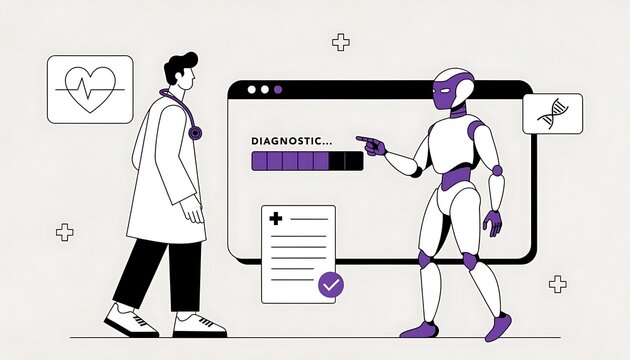 Doctor using ai diagnostic tools for modern healthcare technology