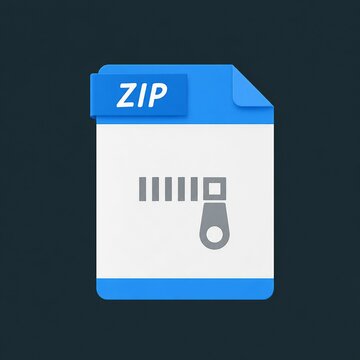 Zip file folder icon with lock symbol on blue tab