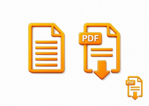 Colorful document and pdf file icons with download arrows