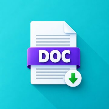 Download button on a microsoft word document icon with doc text