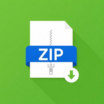 Download button icon showing zip file with arrow