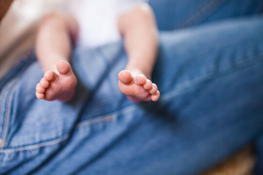 Detail of cute baby feet and toes