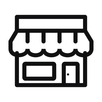 Shop storefront outline icon with striped awning