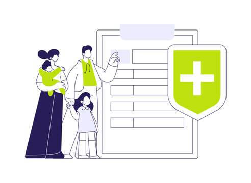 Family health insurance isolated cartoon vector illustrations.