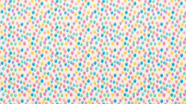 Colorful confetti and balloon pattern on white background for festive celebration design