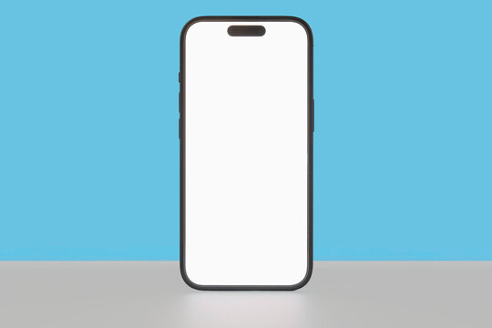 Blank smartphone on blue background