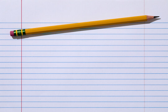 Pencil on blank lined paper