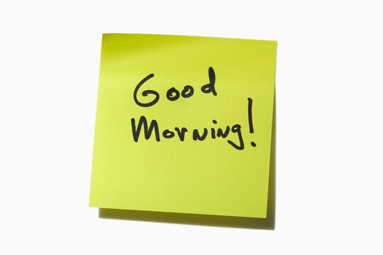 Good Morning on yellow post it note