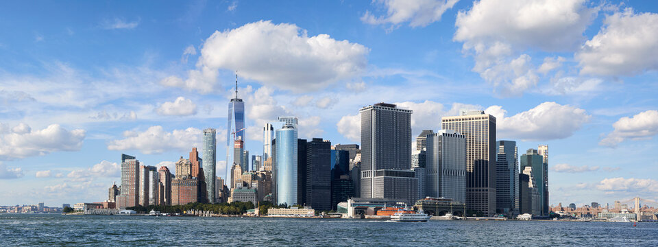 Manhattan skyline seen across water