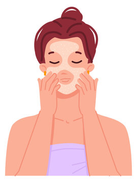 Woman apply face mask treatment. Cosmetic product beauty routine