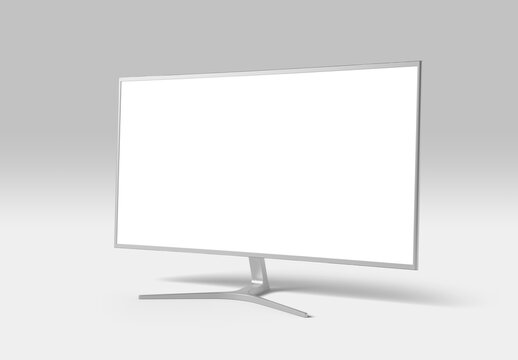 Smart television screen isolated on white Mockup. Computer monitor 3D rendering
