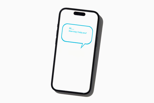 Chat bot on smart phone on white background