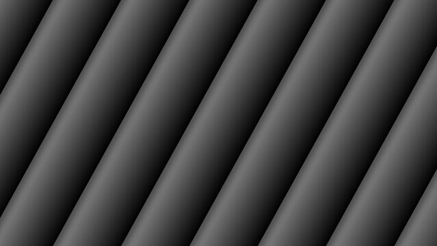 Abstract geometric pattern of diagonal, gray-black stripes or slats with color gradients &ndash; 3D Illustration