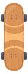 Skateboard top view. Wooden deck with decorative carving © ssstocker