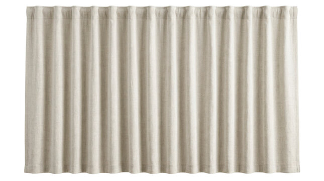 Curtain panel, single full-length curtain with soft vertical fabric folds and reinforced top hem, photorealistic product photography, front view, tack-sharp focus, ultra-detailed 8K, on a pure white