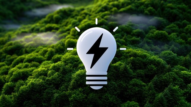 Sustainable energy innovation concept with lightbulb symbol