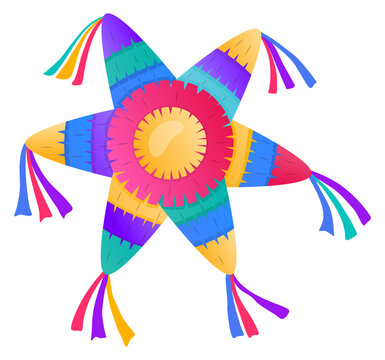 Star shape pinata. Cartoon birthday party decoration
