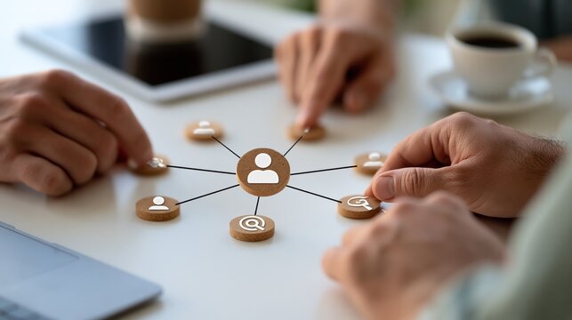 Teamwork and connection concept with people icons