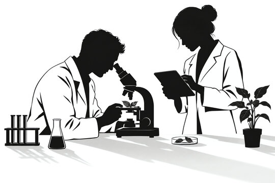 Researchers conducting an experiment in a laboratory