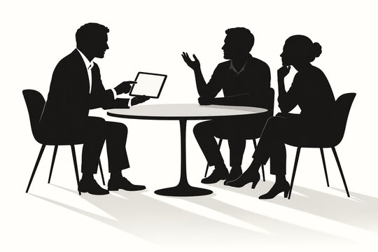 Business consultant advising clients in a meeting