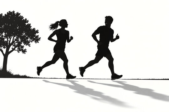 Friends running together on a trail