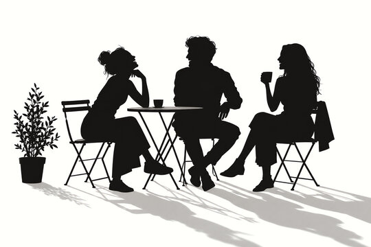 Friends enjoying a conversation at an outdoor cafe