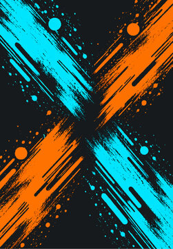 Orange and cyan crossed brush stroke pattern on black background