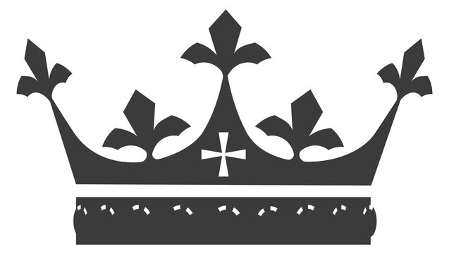 Kingdom power symbol. Medieval crown black icon