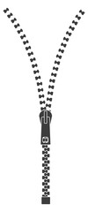 Open zipper. Black fashion accessory zip icon © vectortatu