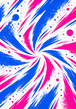 Blue and pink spiral pinwheel brush stroke pattern