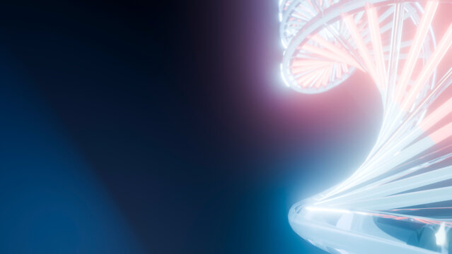 Dna helix glowing spiral structure in scientific illustration
