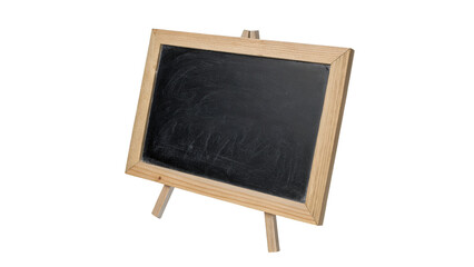 Classic empty green blackboard chalkboard with wooden frame school classroom isolated on transparent background © Stefan