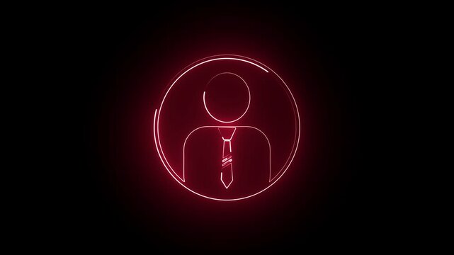 Red glowing neon user icon loop video with cyber HUD effect for corporate business profile concept